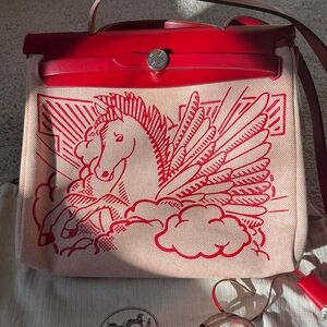 Hermes HerBag Zip PM Pegasus Pop 2way Hand Shoulder Bag Vash Hunter Red Z Stamp